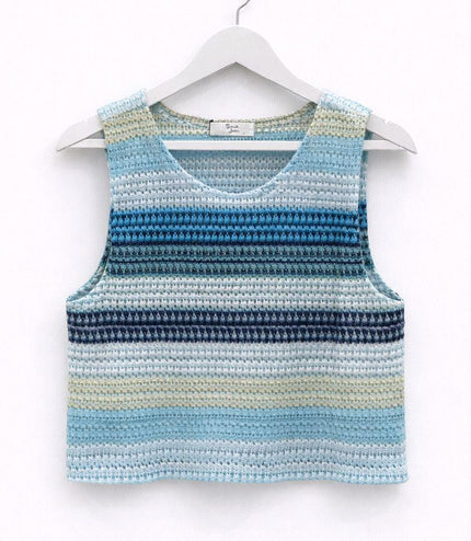 Hallie ~ Blue Striped Sleeveless Top