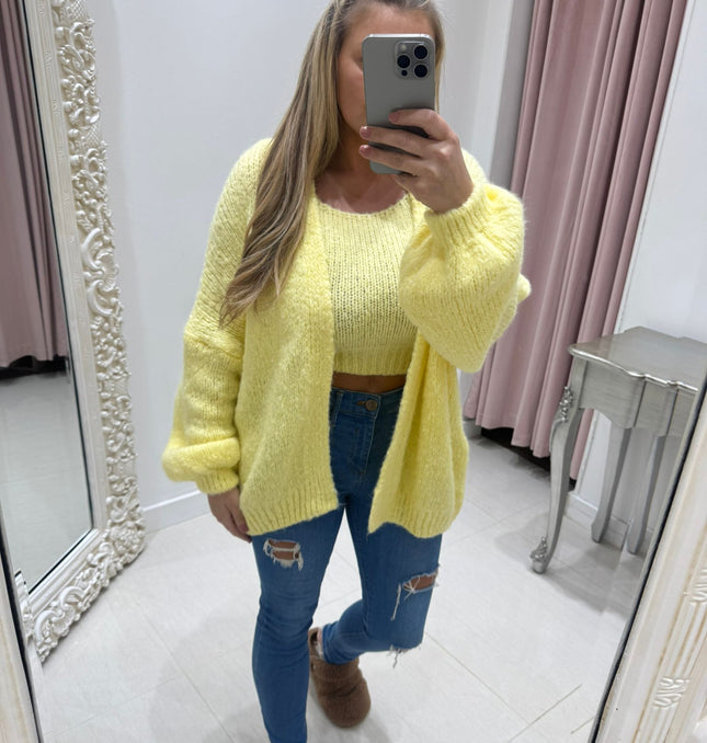 Amy ~ 2 Piece Knitted Top & Cardigan Set ~ Spring Pastel Colours