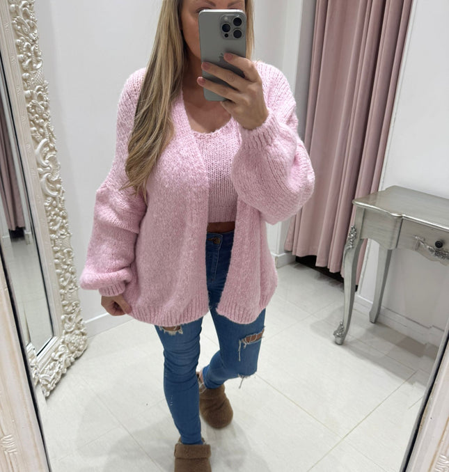 Amy ~ 2 Piece Knitted Top & Cardigan Set ~ Spring Pastel Colours