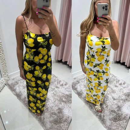 Lemons ~ Midi Dress With Built In Padding