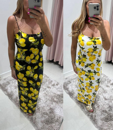 Lemons ~ Midi Dress With Built In Padding