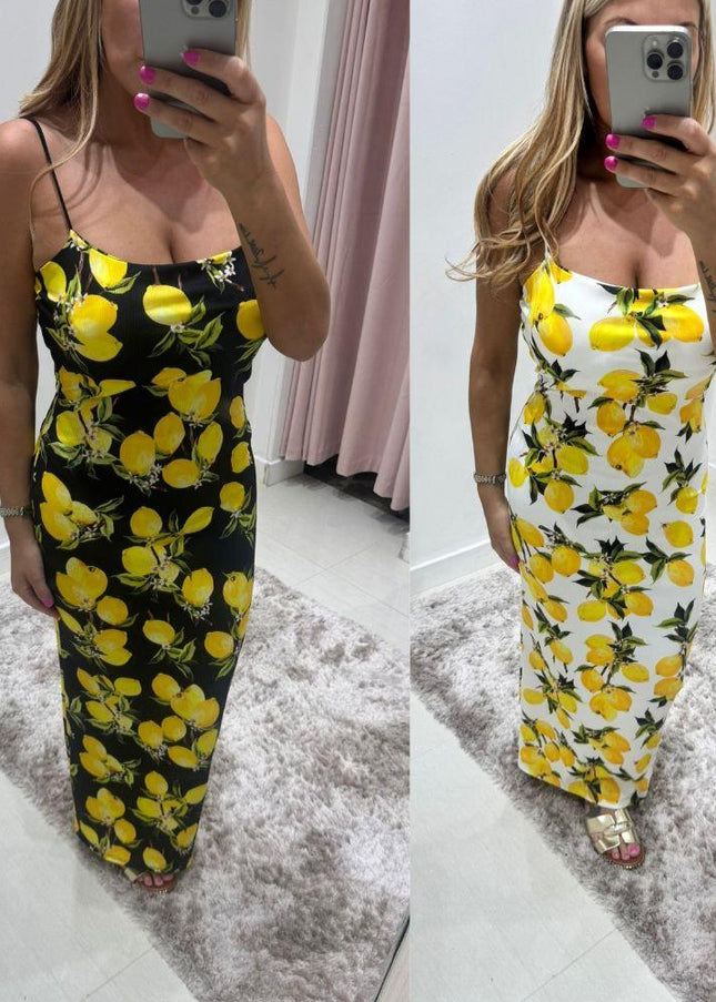 Lemons ~ Midi Dress With Built In Padding