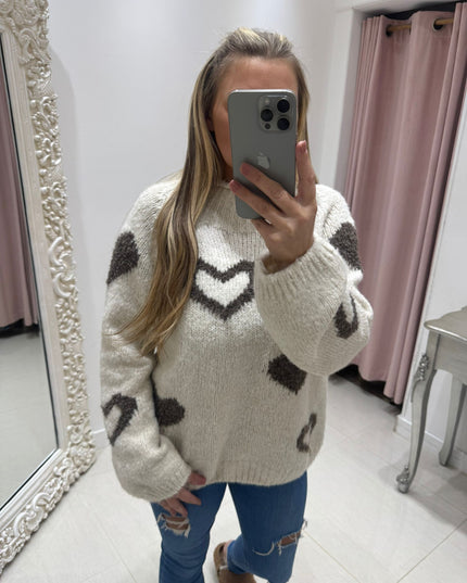 Emmie ~ Knitted Jumper With Heart Design