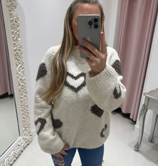 Emmie ~ Knitted Jumper With Heart Design