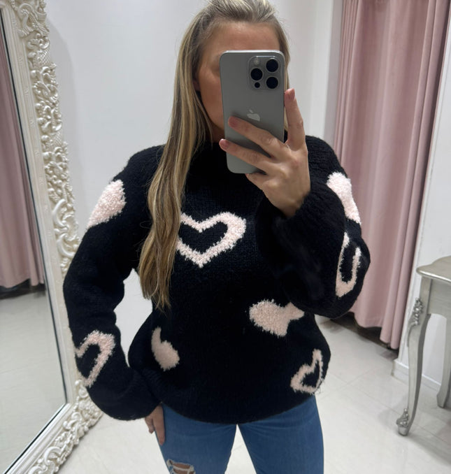 Emmie ~ Knitted Jumper With Heart Design