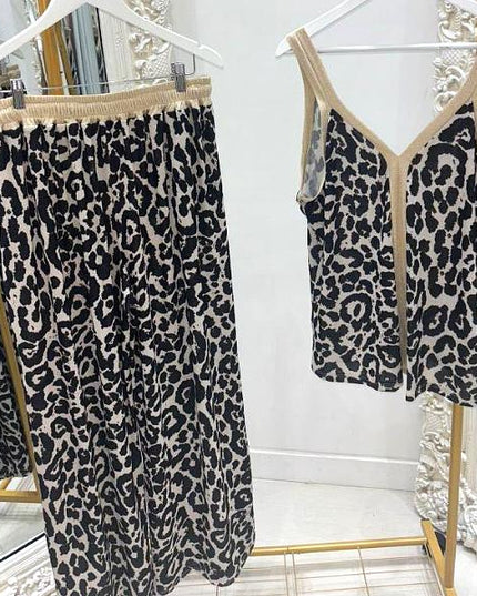 Amira ~ Animal Print Shimmer Top & Trousers Co-Ordinates