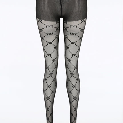 Black Designer Inspired Patterned Tights