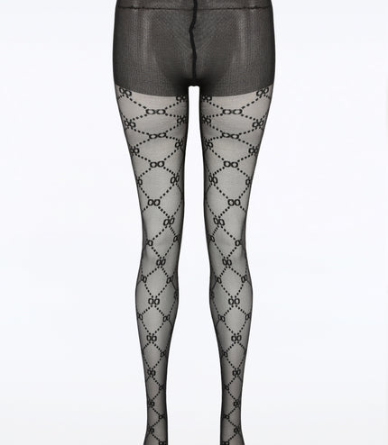 Black Designer Inspired Patterned Tights