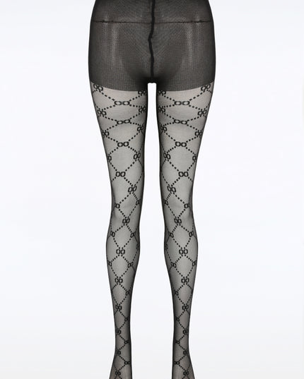 Black Patterned  Fashion Tights