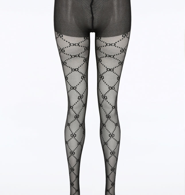 Black Patterned  Fashion Tights
