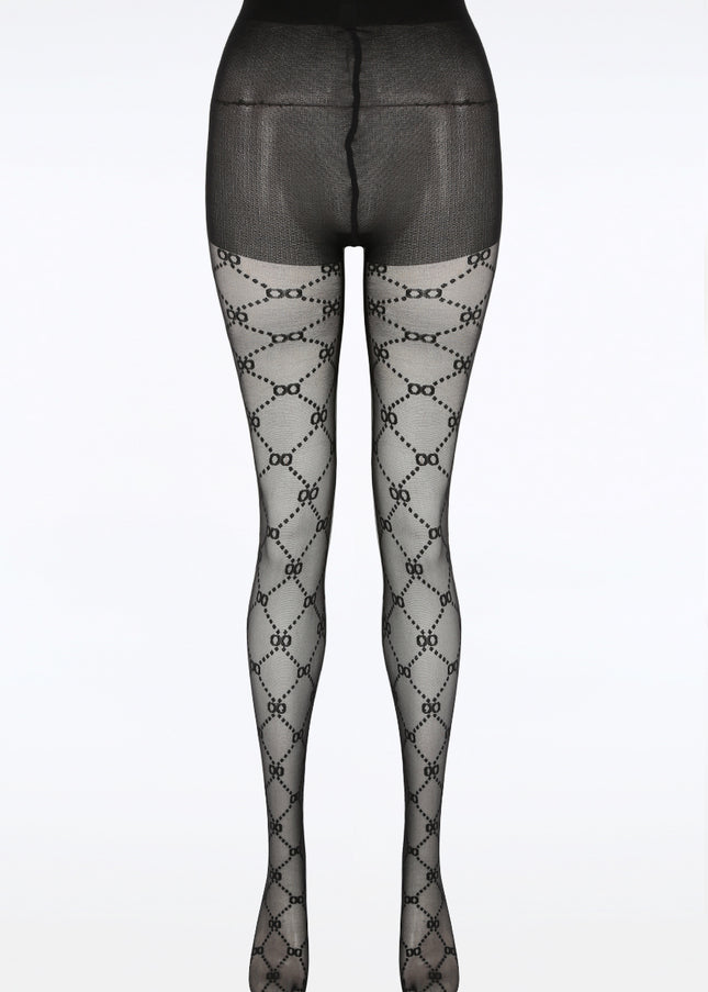 Black Designer Inspired Patterned Tights