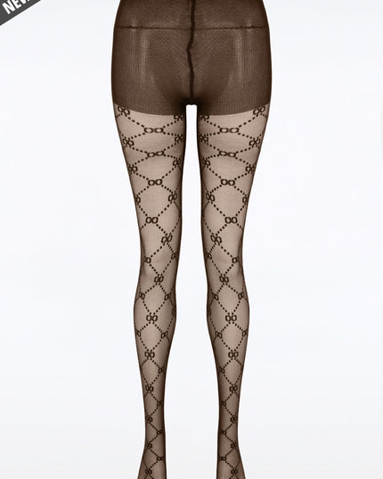 Brown Patterned  Fashion Tights