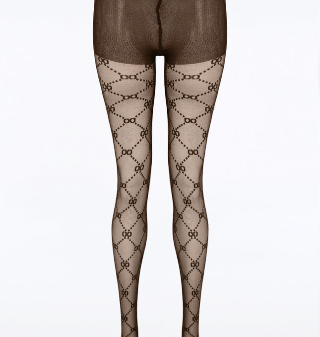 Brown Patterned  Fashion Tights