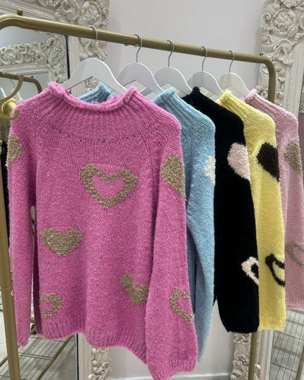 Emmie ~ Knitted Jumper With Heart Design