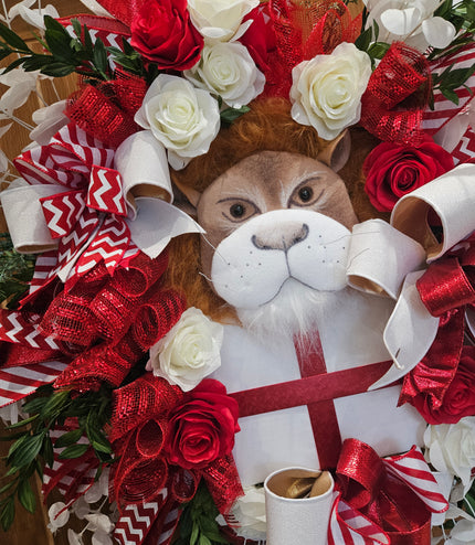 George ~ Large England World Cup Patriotic Football Wreath With Lion's Head