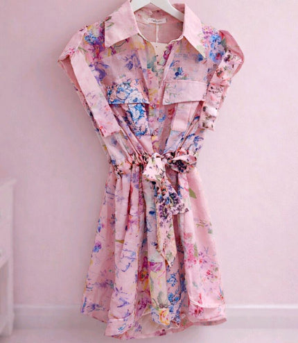 Patsy ~ Floral Sleeveless Playsuit With Belt