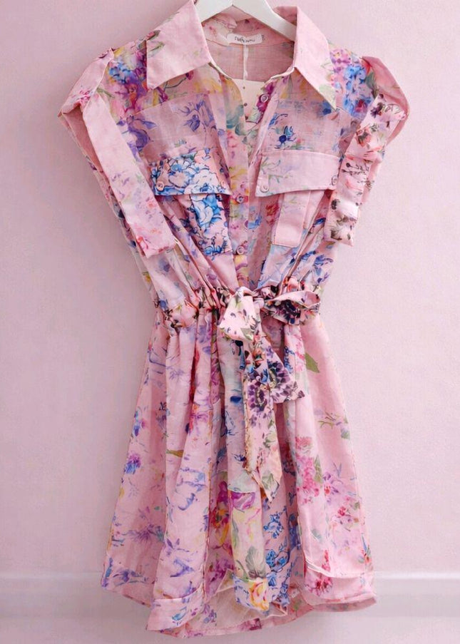 Patsy ~ Floral Sleeveless Playsuit With Belt