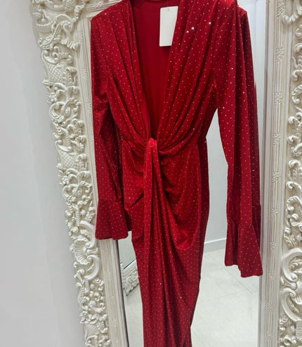 Angel ~ Diamante Knot Detail Midi Dress