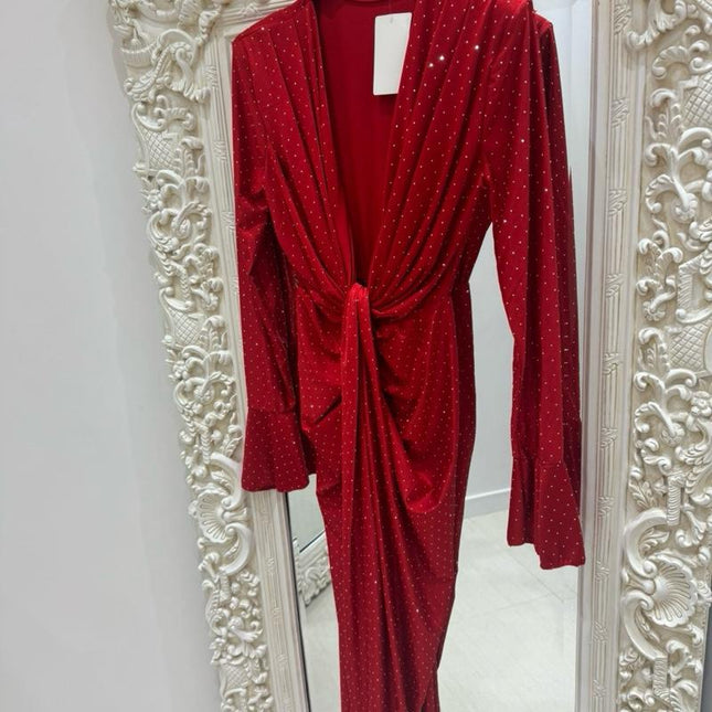 Angel ~ Diamante Knot Detail Midi Dress