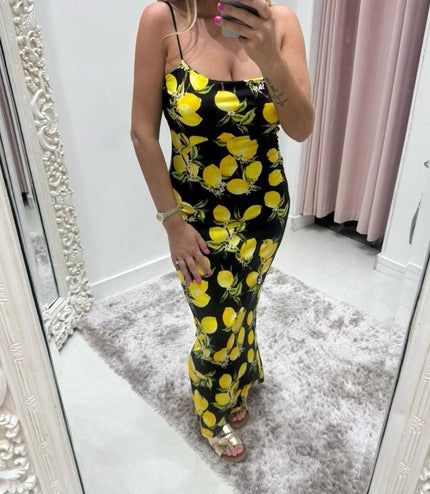 Lemons ~ Midi Dress With Built In Padding