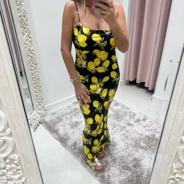 Lemons ~ Midi Dress With Built In Padding