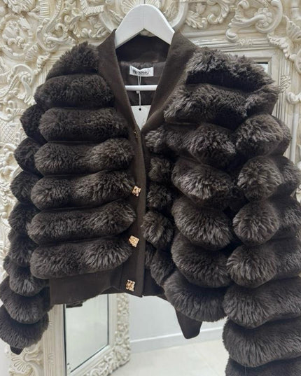 Alba ~ Extreme Soft Faux Fur Cardigan/Jacket with Gold Buttons