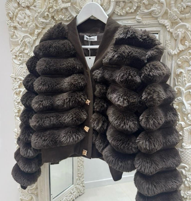 Alba ~ Extreme Soft Faux Fur Cardigan/Jacket with Gold Buttons