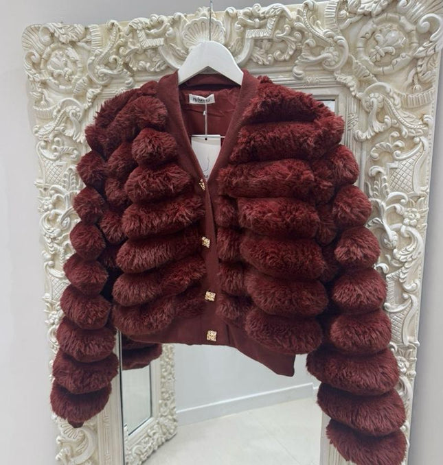 Alba ~ Extreme Soft Faux Fur Cardigan/Jacket with Gold Buttons