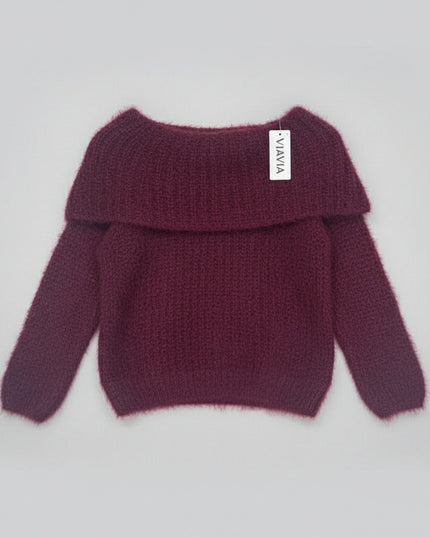 Connie ~ Luxury Knit Bardot Jumper ~ Burgundy