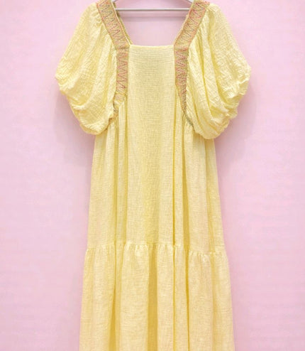 Cindy ~ Pastel Coloured Tiered Square Neck Maxi Dress