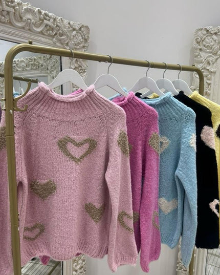 Emmie ~ Knitted Jumper With Heart Design