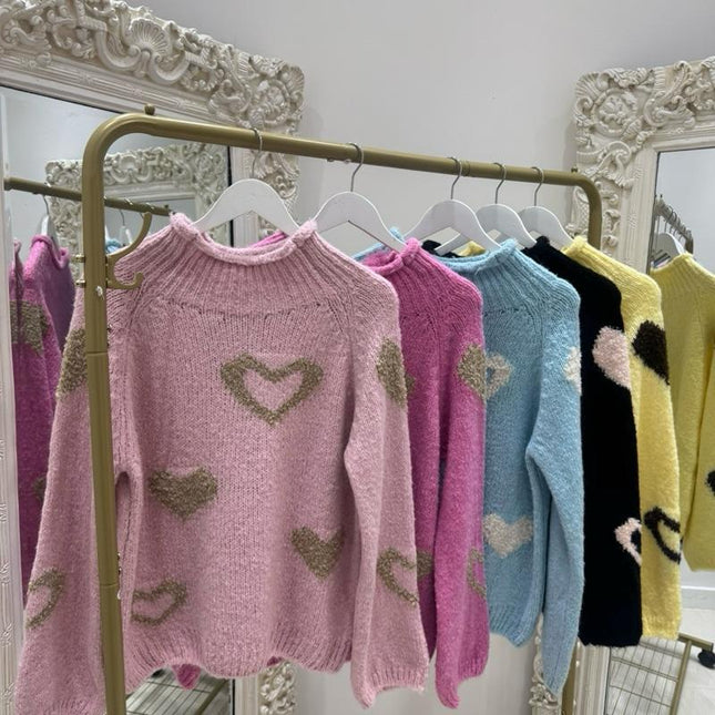 Emmie ~ Knitted Jumper With Heart Design