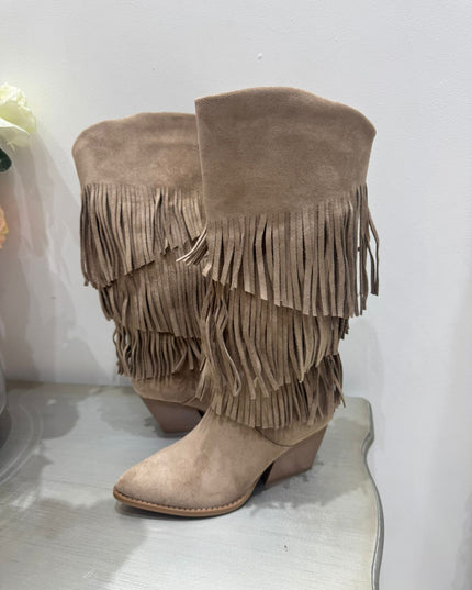Dixie ~  Suede Knee High Western Style Boots