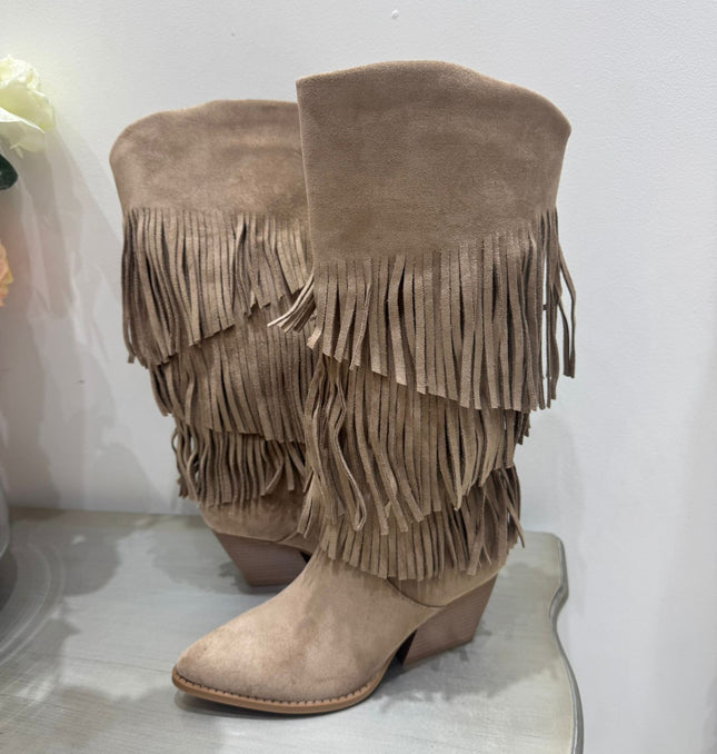 Dixie ~  Suede Knee High Western Style Boots