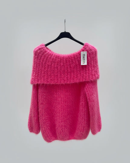 Connie ~ Luxury Knit Bardot Jumper ~ Barbie Pink