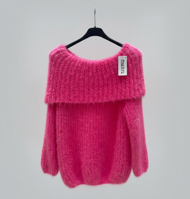 Connie ~ Luxury Knit Bardot Jumper ~ Barbie Pink