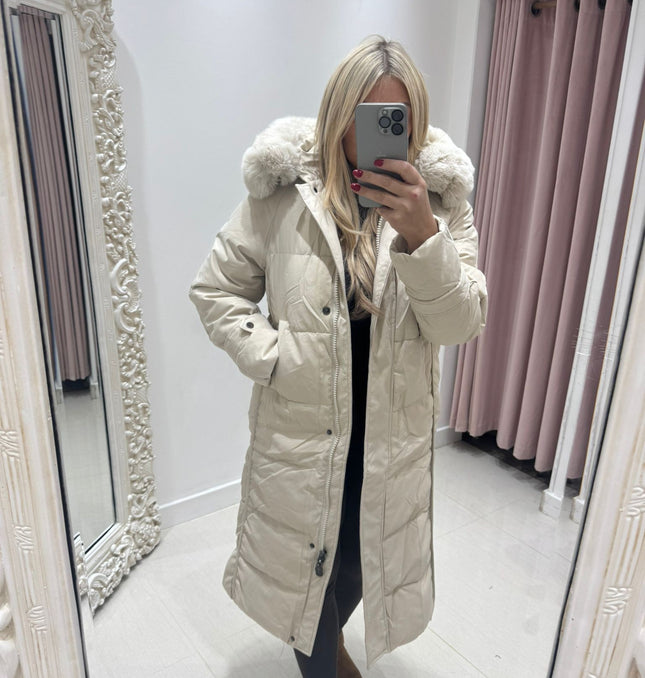 Cassie ~ Padded Duvet Coat in Cream