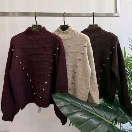 Soft Knit Military Style Jumper With Stud Detail
