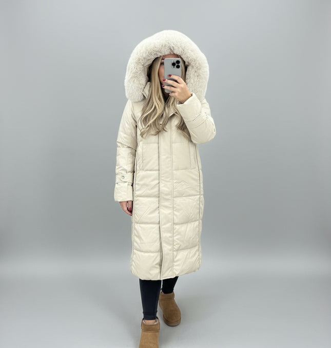 Cassie ~ Padded Duvet Coat in Cream