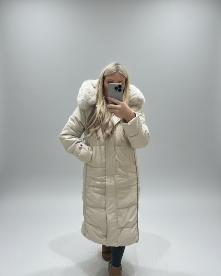 Cassie ~ Padded Duvet Coat in Cream