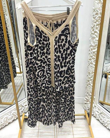 Amira ~ Animal Print Shimmer Top & Trousers Co-Ordinates