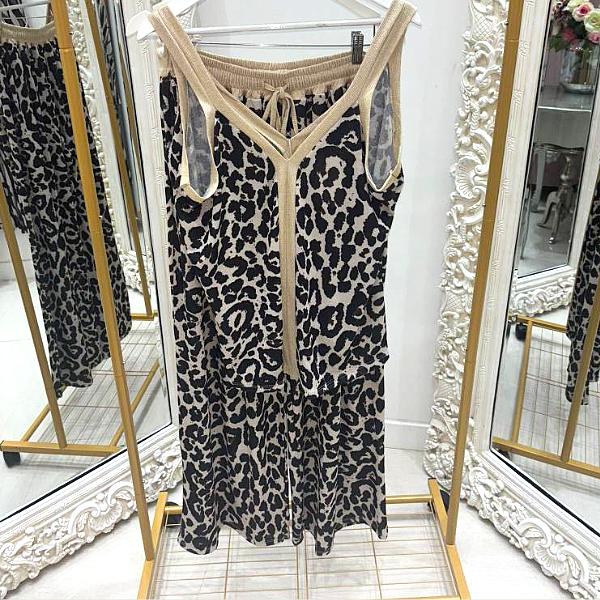 Amira ~ Animal Print Shimmer Top & Trousers Co-Ordinates