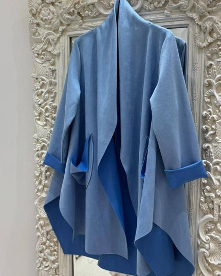 Sofia ~ Faux Suede Waterfall Pastel Mid Length Jacket