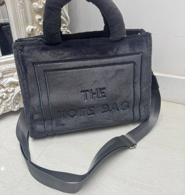 Large Faux Fur ~ The Tote Bag ~ Sludge Grey