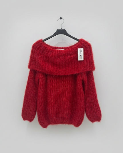 Connie ~ Luxury Knit Bardot Jumper ~ Red