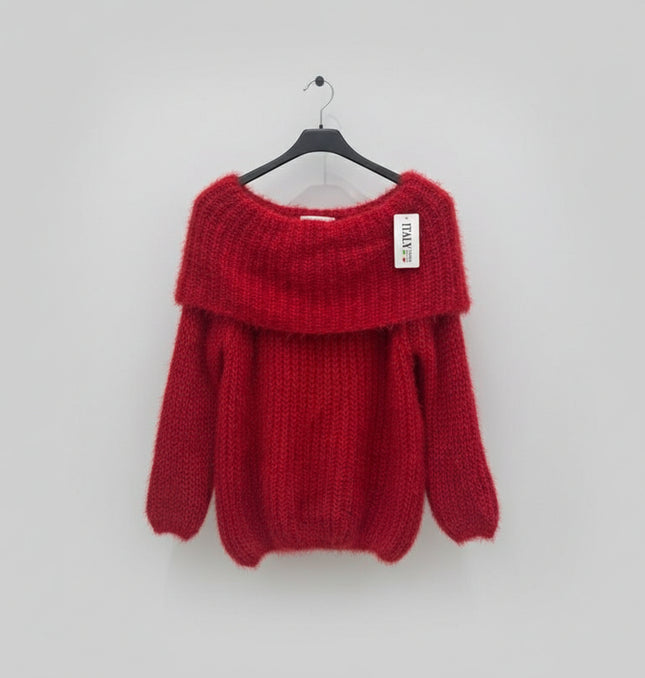 Connie ~ Luxury Knit Bardot Jumper ~ Red