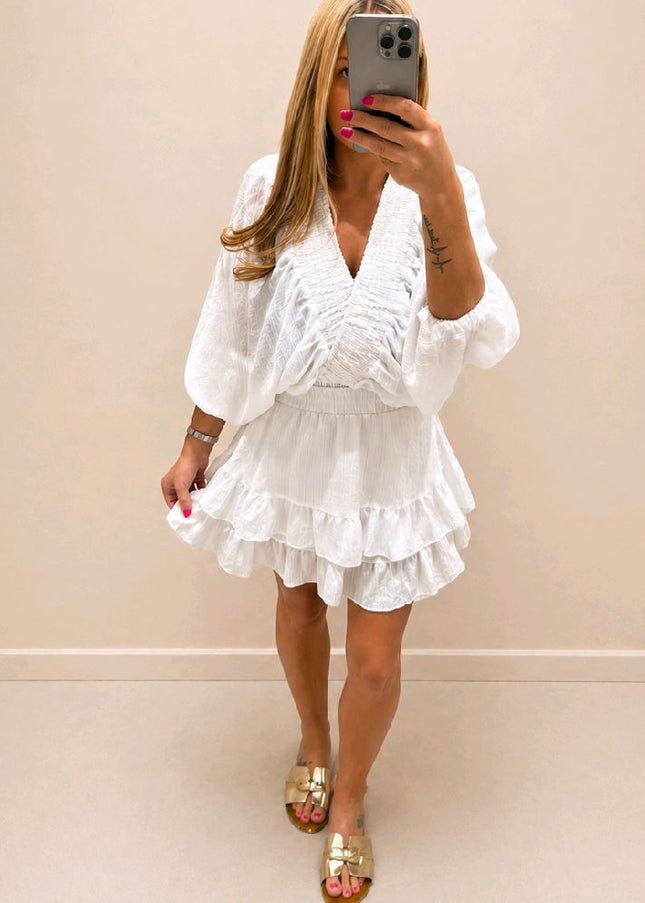 Anna ~ Cream or Ivory Top  & Floaty Skort Set