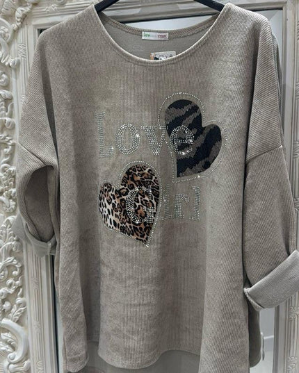 Asyha ~ Cord Fabric Top With Diamante Detail