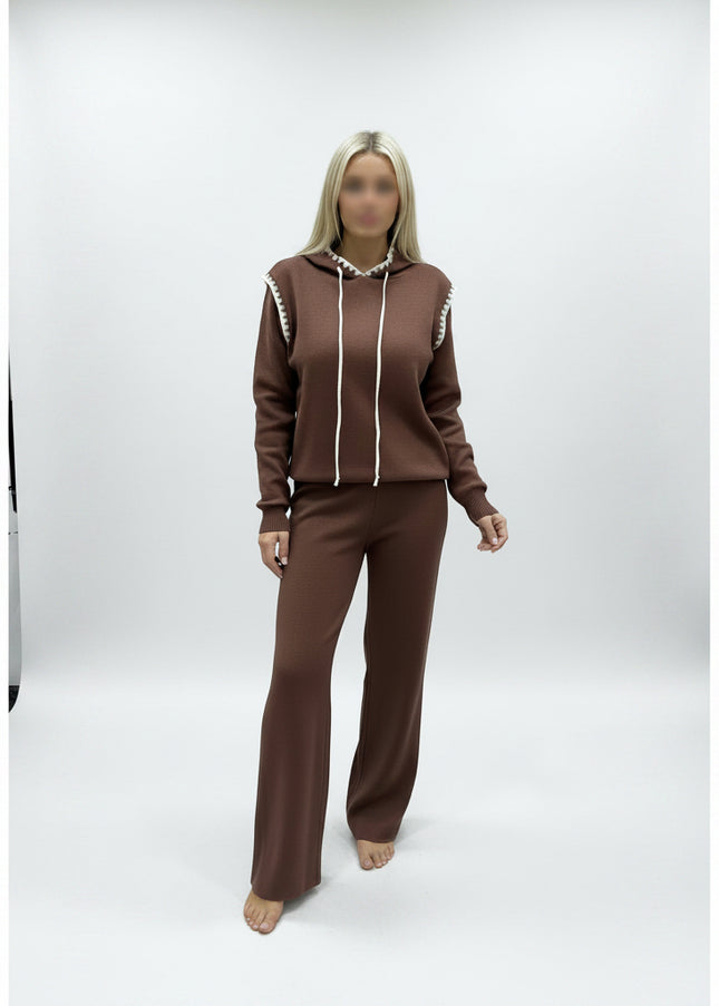 Lottie ~ Hooded Lounge Wear with Contrast Trim