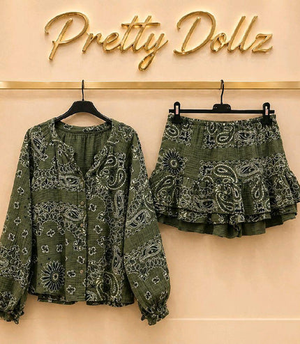 River ~ Cheesecloth Two Piece Skort Set